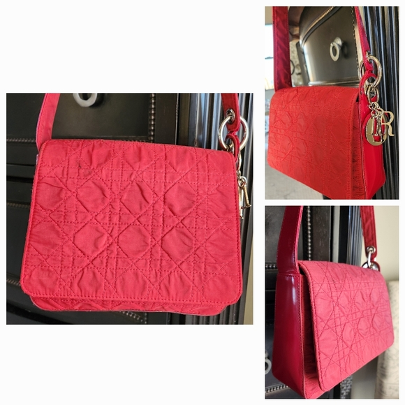 DIOR Canage Red Quilted LADY DIOR Charm Bag with DIOR Box Set SUPER RARE - Picture 3 of 16
